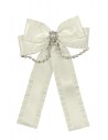 Long Bow Satin & Pearls in Beige