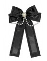 Long Bow Satin & Pearls in Black