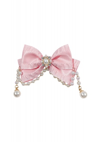 Bow Satin & Pearls in Pink