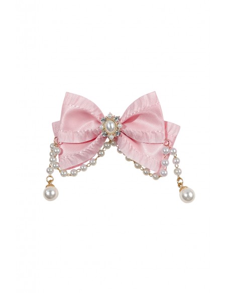 Bow Satin & Pearls in Pink