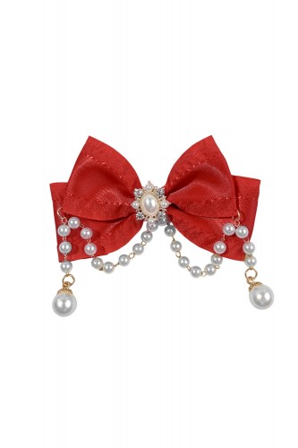 Bow Satin & Pearls en Rojo