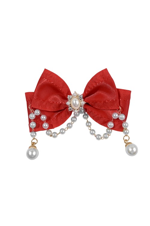Bow Satin & Pearls en Rojo