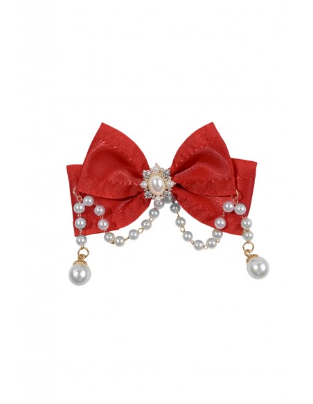 Bow Satin & Pearls en Rojo