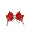 Bow Satin & Pearls in Red