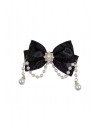 Bow Satin & Pearls en Negro