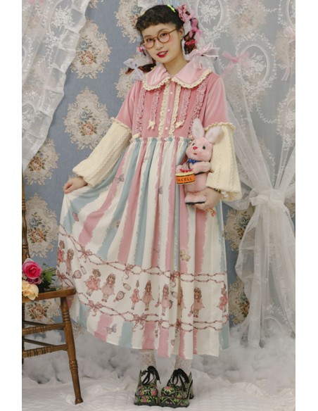 Vestido Doll Pink Cream Blue ~ Lutra Jump