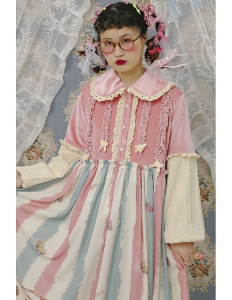 Doll Dress Pink Cream Blue ~ Lutra Jump