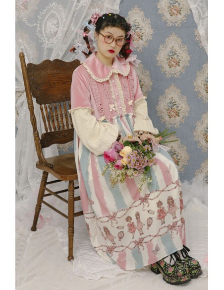 Doll Dress Pink Cream Blue ~ Lutra Jump