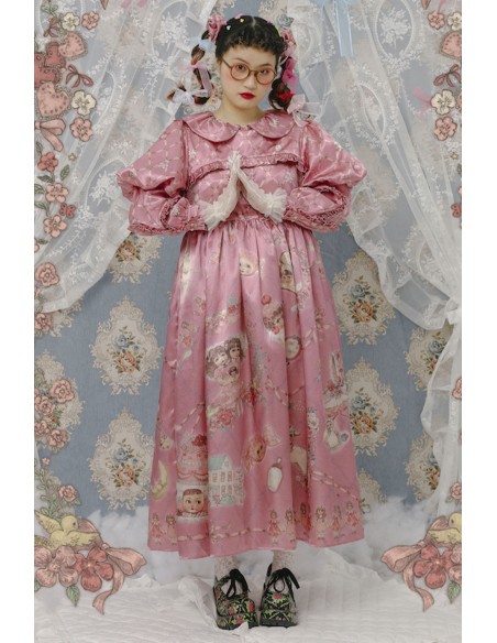 Pink Satin Two-Piece Doll Dress ~ Lutra Jump