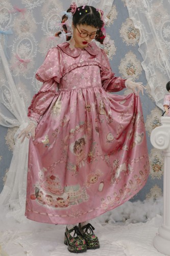 Pink Satin Two-Piece Doll Dress ~ Lutra Jump 2