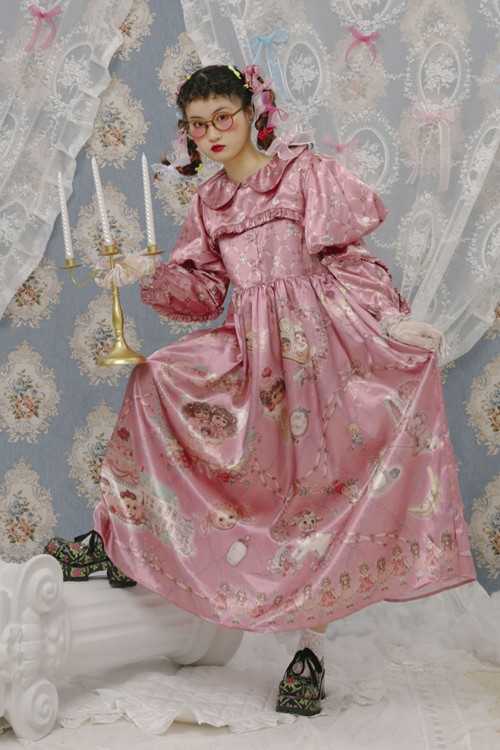 Pink Satin Two-Piece Doll Dress ~ Lutra Jump