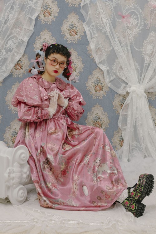 Pink Satin Two-Piece Doll Dress ~ Lutra Jump