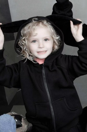 Wonder Rabbit Hoodie for Kids in Black - Punk Rave