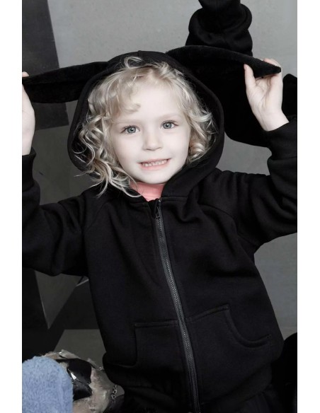 Sudadera con Capucha Wonder Rabbit Para Niño en Negro - Punk Rave