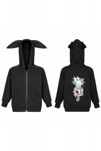 Wonder Rabbit Hoodie for Kids in Black - Punk Rave 2