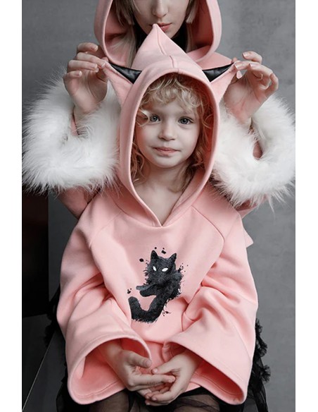 Sudadera con Capucha Nightmare Kitty Para Niño en Rosa - Punk Rave
