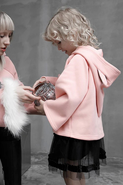 Nightmare Kitty Kids' Hoodie in Pink - Punk Rave