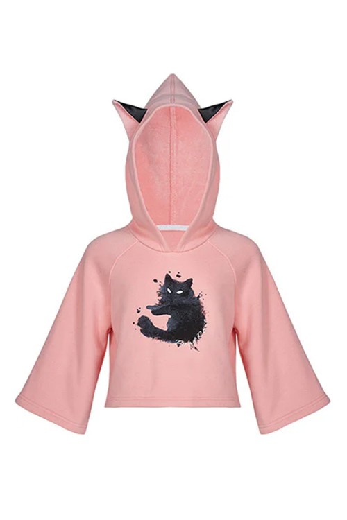 Nightmare Kitty Kids' Hoodie in Pink - Punk Rave
