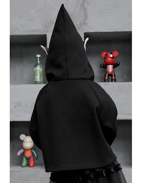 Nightmare Kitty Kids' Hoodie in Black - Punk Rave