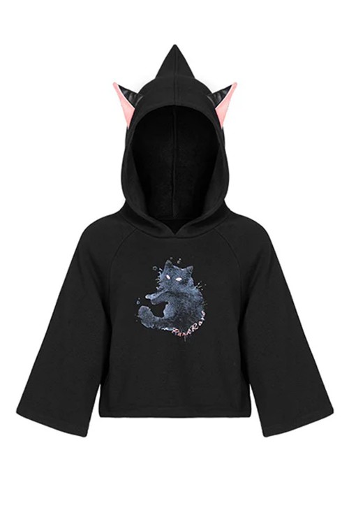 Sudadera con Capucha Nightmare Kitty Para Niño en Negro - Punk Rave