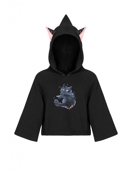 Nightmare Kitty Kids' Hoodie in Black - Punk Rave