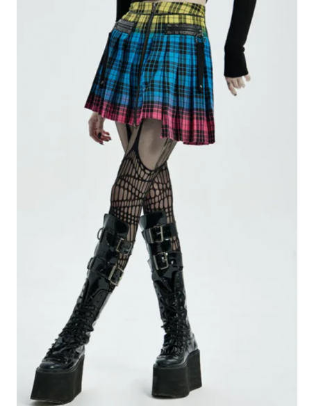Rainbow Paradise Tartan Skirt - Punk Rave