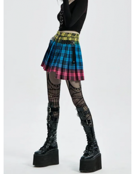 Falda de Tartán Rainbow Paradise - Punk Rave