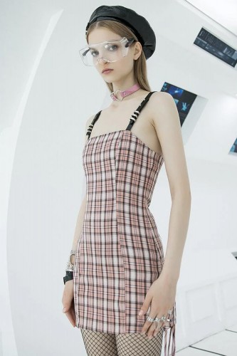 Vestido de Tartán Claudia en Rosa  - Punk Rave