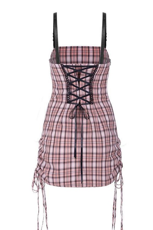 Vestido de Tartán Claudia en Rosa  - Punk Rave