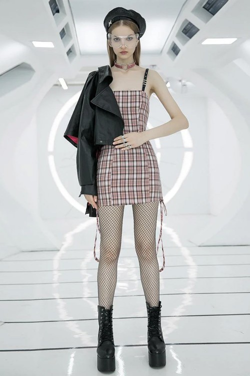 Vestido de Tartán Claudia en Rosa  - Punk Rave