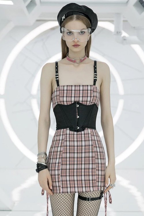 Vestido de Tartán Claudia en Rosa  - Punk Rave