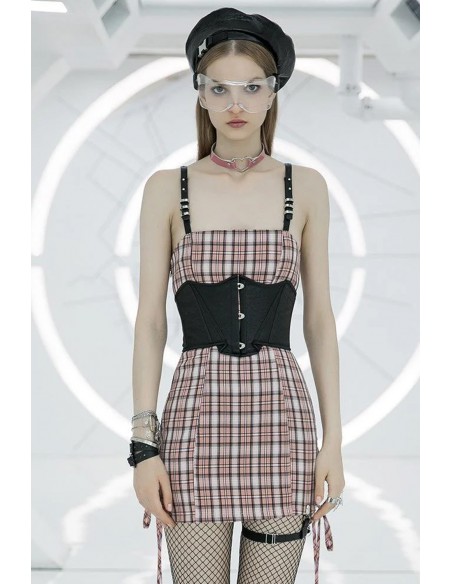 Vestido de Tartán Claudia en Rosa  - Punk Rave