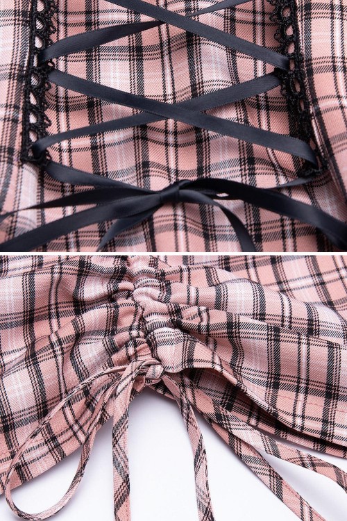 Vestido de Tartán Claudia en Rosa  - Punk Rave