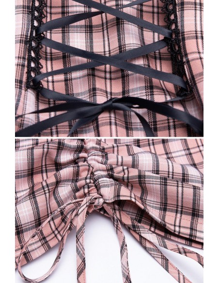 Claudia Tartan Dress in Pink - Punk Rave