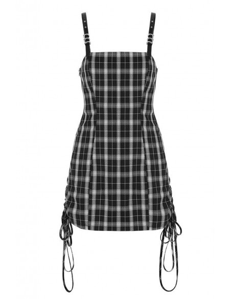 Vestido de Tartán Claudia en Negro x Gris  - Punk Rave