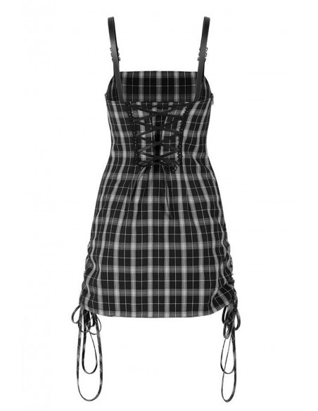 Vestido de Tartán Claudia en Negro x Gris  - Punk Rave