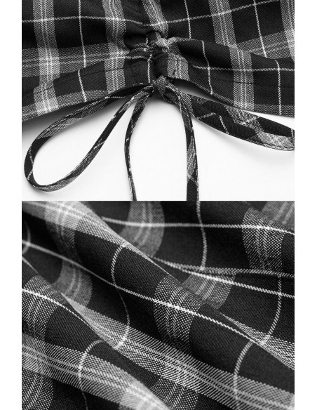 Vestido de Tartán Claudia en Negro x Gris  - Punk Rave