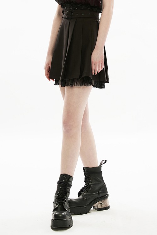 Falda Plisada con Doble Cinturón Ghoul Party - Punk Rave