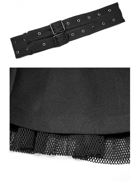 Ghoul Party Pleated Skirt with Double Belt - Punk Rave