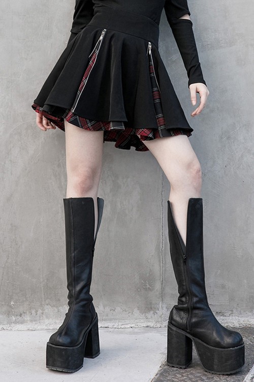 Tartan Secrets Zippered Skirt - Punk Rave
