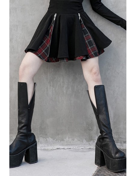 Tartan Secrets Zippered Skirt - Punk Rave