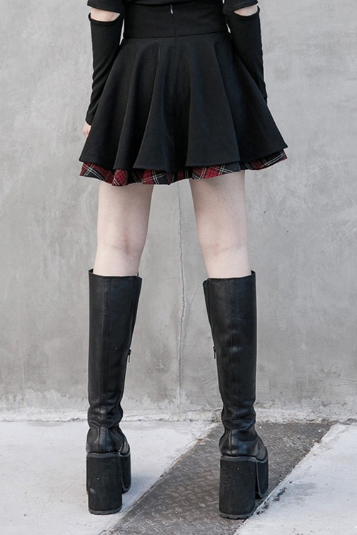Tartan Secrets Zippered Skirt - Punk Rave