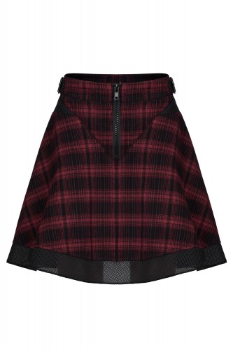 Red Tartan Skirt with Rock Angel Belt - Punk Rave 2