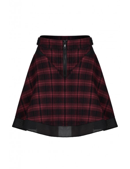 Red Tartan Skirt with Rock Angel Belt - Punk Rave
