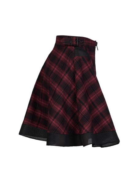 Red Tartan Skirt with Rock Angel Belt - Punk Rave