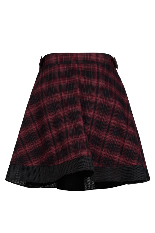 Red Tartan Skirt with Rock Angel Belt - Punk Rave