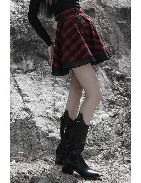 Falda de Tartán Rojo con Cinturón Rock Angel - Punk Rave