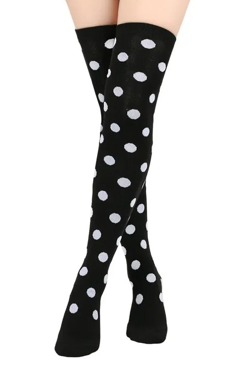 Calcetines Largos de Topos - Negro