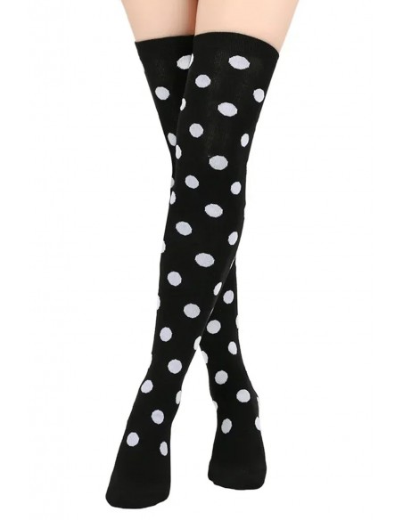 Polka Dot Long Socks - Black