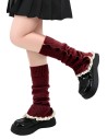Buttoned Leg Warmer - Bordeaux